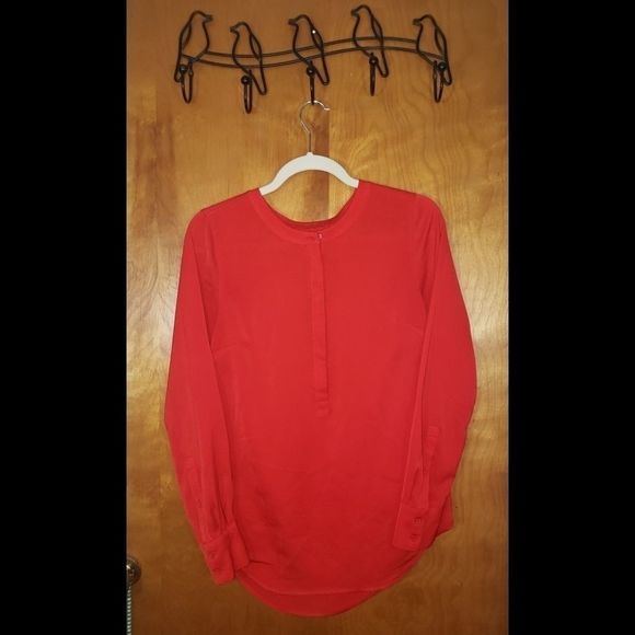 J. Crew Factory Tops - J. Crew Silky Soft Red Polyester Blouse
